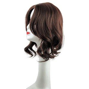 Wavy 14" Middle Part Hair Topper 10x13cm Mixed Hair Clip with Bangs Dark Brown